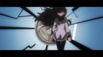  akemi_homura animated animated_gif black_hair cap gif hair_over_one_eye letterboxed long_hair lowres magical_girl mahou_shoujo_madoka_magica pantyhose purple_eyes screencap serious shield sleeves_past_wrists solo spoilers time_tunnel_(madoka_magica) violet_eyes walking wind 