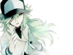  baseball_cap green_eyes green_hair hat hoo long_hair male n_(pokemon) open_mouth pokemon pokemon_(game) pokemon_black_and_white pokemon_bw 