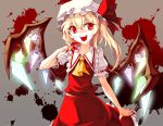  ascot blonde_hair blood blush fang flandre_scarlet hat nerugal red_eyes short_hair side_ponytail solo the_embodiment_of_scarlet_devil touhou wings 