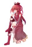  bare_shoulders black_legwear black_thighhighs boots hair_ribbon long_hair magical_girl mahou_shoujo_madoka_magica mmco ponytail popsicle red_eyes red_hair redhead ribbon sakura_kyouko solo star thigh-highs thighhighs 