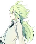  bad_id green_eyes green_hair hoo long_hair male n_(pokemon) pokemon pokemon_(game) pokemon_black_and_white pokemon_bw simple_background smile solo white_background 