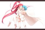  ^_^ alternate_color blue_hair blush bob_cut bonytail boots bow brooch cape carrying closed_eyes crop_top elbow_gloves eyes_closed fang flat_chest frills gathers gloves hair_bow hair_ornament hairclip high_heels jewelry knee_boots letterboxed light_particles long_hair magical_girl mahou_shoujo_madoka_magica miki_sayaka mucha multiple_girls open_mouth piyodera_mucha pleated_skirt ponytail princess_carry red_eyes red_hair redhead ruffles sakura_kyouko shoes short_hair simple_background skirt smile tears thigh-highs thighhighs turtleneck very_long_hair white_legwear white_thighhighs yuri zettai_ryouiki 