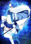  blue_hair bonne_c cape closed_eyes eyes_closed gloves highres magical_girl mahou_shoujo_madoka_magica miki_sayaka profile thigh-highs thighhighs white_gloves white_legwear white_thighhighs 