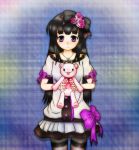  black_hair doll highres long_hair purple_eyes ribbon saihamaru smile solo violet_eyes 