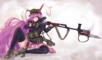  animal_ears bad_id bayonet boots bunny_ears communism dragunov_svd gun hammer_and_sickle long_hair nail_polish panties panzer purple_hair red_eyes reisen_udongein_inaba rifle scope sniper_rifle solo svd thighhighs touhou trigger_discipline underwear weapon 
