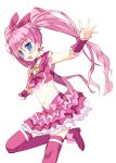  blue_eyes blush cure_melody houjou_hibiki long_hair magical_girl meito_(artist) meito_(maze) midriff navel pink_hair precure ribbon solo suite_precure thigh-highs thighhighs twintails very_long_hair 