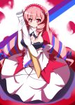  breasts cleavage elbow_gloves gloves hairband highres long_hair maid oborotsuki_kakeru red_eyes red_hair ribbon 