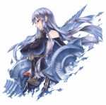  1girl 2d 4hands bare_shoulders breasts error impossible_clothes impossible_shirt lance large_breasts long_hair polearm red_eyes selvaria_bles senjou_no_valkyria senjou_no_valkyria_1 shield shirt sideways_mouth silver_hair solo valkyria_chronicles weapon 