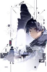  1boy 1girl angel_wings arm_at_side armor artist_request bare_shoulders bird black_hair black_sandals blunt_bangs blunt_ends bright_pupils clenched_hand closed_mouth coat commission commissioner_insert couple dress eyelashes eyeliner facing_another fatui_coat feathered_wings full_body fur-trimmed_coat fur_trim genshin_impact halo hand_up hayami_momo_(hayamimomo) head_down hetero highres instrument japanese_armor kote kurokote long_hair long_sidelocks long_sleeves looking_at_viewer looking_down makeup music oc_x_canon off_shoulder original piano playing_instrument playing_piano red_eyeliner sandals scaramouche_(genshin_impact) second-party_source showgirl_skirt sidelocks silhouette sitting standing stirrup_legwear toeless_legwear tsurime very_long_hair violet_eyes watermark white_bird white_coat white_dress white_hair white_pupils white_sleeves white_wings wings wispy_bangs zouri 