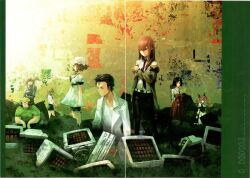  1boy 3boys 5girls adam's_apple akiha_rumiho amane_suzuha animal_ear_hairband animal_ears aqua_eyes arm_belt baseball_cap beard_stubble belt belt_buckle black_bow black_hair black_pantyhose black_ribbon black_shorts black_skirt black_trim blonde_hair blue_dress blue_eyes blue_hat blue_jacket blue_pants bob_cut bow braid breast_pocket breasts brown_hair brown_jacket buckle buttons cat_ears cellphone chest_bow chihaya_(clothing) choker coat collar collarbone collared_shirt crossed_arms dress drill_hair everyone facial_hair fake_animal_ears fat fat_man flip_phone frilled_collar frilled_hat frills glasses green_shirt grey_shirt hair_between_eyes hair_ornament hair_over_shoulder hairband hairclip hakama hakama_skirt hand_on_own_arm hashida_itaru hat high-waist_belt high_collar highres holding holding_phone huke jacket jacket_partially_removed japanese_clothes kiryuu_moeka kosode lab_coat lapels leather_belt long_hair long_sleeves looking_at_viewer maid_headdress makise_kurisu mayqueen_maid_uniform medium_breasts medium_hair messy_hair miko miniskirt multiple_boys multiple_girls narrowed_eyes necktie notched_lapels official_art okabe_rintarou opaque_glasses outstretched_arm pants pantyhose phone pink_eyes pink_frills pink_hair pocket puffy_short_sleeves puffy_sleeves purple_trim red_hakama red_necktie ribbon ribbon_choker ribbon_trim science_adventure shiina_mayuri shirt shirt_tucked_in short_hair short_shorts short_sleeves shorts shorts_under_dress shorts_under_skirt skirt skull_hair_ornament small_breasts smile steins;gate stitched stubble t-shirt tareme track_jacket trap twin_braids twin_drills twintails urushibara_luka violet_eyes white_belt white_coat white_shirt white_wrist_cuffs wrist_cuffs yellow_eyes yellow_hat 