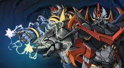  absurdres arm_slave_(mecha) armor black_armor denliner glowing glowing_eyes great_mazinger great_mazinkaiser highres horns huge_horns lightning mazinemperor_g mazinger_(series) mecha mecha_focus mechanical_wings multicolored_armor no_humans pilder robot science_fiction shin_mazinger_zero super_robot super_robot_wars super_robot_wars_dd super_robot_wars_v super_robot_wars_x super_robot_wars_y thunder wings yellow_eyes yellow_light zaren_(sonatax666) 
