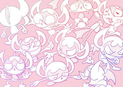  aoi_(comical_highway) closed_eyes commentary_request fangs holding holding_spoon impidimp open_mouth pink_background pointing pointy_ears pointy_nose pokemon pokemon_(creature) pokemon_focus simple_background smile spoon tongue tongue_out 