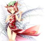  brown_eyes brown_hair cat_ears cat_tail chen china_dress chinadress chinese_clothes earrings hat jewelry multiple_tails nekomimi otogi_kyouka solo tail touhou 