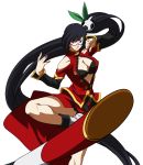  black_hair blazblue breasts china_dress chinese_clothes cleavage cleavage_cutout fighting_stance glasses hair_ornament hands highres litchi_faye_ling long_hair glasses panda ponytail purple_eyes vector very_long_hair 