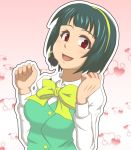  bad_id chidori_akira chidori_kou green_hair hairband headset idolmaster microphone otonashi_kotori red_eyes short_hair solo 