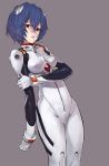  ayanami_rei blue_hair face hair_ornament neon_genesis_evangelion plugsuit red_eyes shirabi_(life-is-free) short_hair simple_background solo 