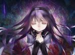  akemi_homura bad_id black_hair closed_eyes expressionless eyes_closed hairband long_hair mahou_shoujo_madoka_magica portrait satsuyu_ito solo 