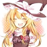 2011_sendai_earthquake_and_tsunami :d =_= bad_id blonde_hair closed_eyes eyes_closed face hat kirisame_marisa nayuta_(scarlet-noize) open_mouth smile solo touhou witch witch_hat 
