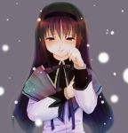  akemi_homura black_hair hairband long_hair magical_girl mahou_shoujo_madoka_magica purple_eyes semimaru snow solo tears violet_eyes 