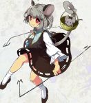  animal_ears basket capelet dress grey_hair jewelry kogiso lowres mouse mouse_ears mouse_tail nazrin pendant red_eyes short_hair solo tail touhou 
