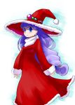  blue_eyes blush daizan_(mount_position) dress hat jewelry long_hair low-tied_long_hair monster_maker mount_position purple_hair rufia_(monster_maker) smile solo witch witch_hat 
