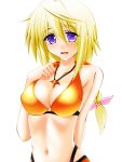  blonde_hair breasts charlotte_dunois cleavage engo_(aquawatery) infinite_stratos jewelry long_hair necklace purple_eyes swimsuit violet_eyes 
