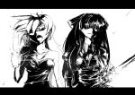  angry character_request hair_over_one_eye long_hair monochrome multiple_girls panty_&amp;_stocking_with_garterbelt panty_(psg) serious stocking stocking_(psg) taichi_(tomo) thighhighs tomo_(pixiv245623) 