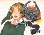  blue_eyes fang hat helmet imp link midna nintendo nishiyama_(whatsoy) pointy_ears red_eyes smile the_legend_of_zelda twilight_princess wink 