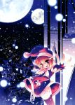  christmas copyright_request full_moon happy hat highres inuneko moon night panties red_eyes red_hair redhead short_hair sky solo thigh-highs thighhighs underwear 