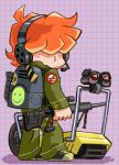  bag brief_(character) brief_(psg) freckles gun hair_over_eyes headphones headset jumpsuit official_style orange_hair panty_&amp;_stocking_with_garterbelt psg-1 randoseru rifle shoes sneakers sniper_rifle toriny weapon 