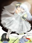  artist_request dreaming dress eyepatch genderswap infinite_stratos kouro_(apple2j) laura_bodewig long_hair nosebleed orimura_chifuyu orimura_ichika pantyhose wedding_dress 