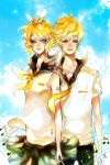  bad_anatomy blue_eyes brother_and_sister kagamine_len kagamine_rin prodigy_bombay siblings twins vocaloid 