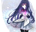  akemi_homura asako_(itiba) black_hair braid flower long_hair magical_girl mahou_shoujo_madoka_magica pantyhose purple_eyes skirt solo spoilers violet_eyes 