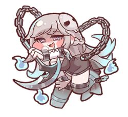  1girl :3 :d artist_request black_dress black_thighhighs blue_eyes blue_hair blush_stickers bridal_gauntlets chain chibi chibi_only dress drooling full_body game_asset gradient_hair grey_hair heart heart-shaped_pupils hitodama leg_up long_hair looking_at_viewer lowres multicolored_hair non-web_source official_art open_mouth self-datamine shaydi_(trickcal) simple_background smile solo standing standing_on_one_leg symbol-shaped_pupils thigh-highs transparent_background trickcal white_bridal_gauntlets 