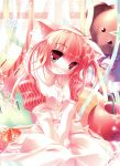  animal_ears copyright_request dress hairband highres inuneko red_eyes red_hair redhead short_hair smile solo star 