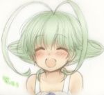  :d antenna_hair ar_tonelico ar_tonelico_ii closed_eyes eyes_closed frelia green_hair gust open_mouth smile solo utsugi_(skydream) 