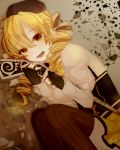  bad_id beret blonde_hair breasts drill_hair dutch_angle face fetal_position fingerless_gloves gloves gun hair_ornament hat itamidome magical_girl magical_musket mahou_shoujo_madoka_magica pleated_skirt puffy_sleeves rifle skirt solo tears thigh-highs thighhighs tomoe_mami weapon yellow_eyes 