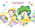  ahoge ame_erika bad_id blue_hair chibana_eri_kaori chibi green_hair index long_hair macross macross_frontier nun ranka_lee short_hair to_aru_majutsu_no_index wings 