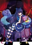  black_hair checkered checkered_floor cup curtains flower hair_ribbon hiragi_rin light_smile long_hair night night_sky panty_&amp;_stocking_with_garterbelt pocky pudding ribbon rose sitting sky spoon star star_(sky) starry_sky stocking_(character) stocking_(psg) striped striped_legwear striped_thighhighs surreal thigh-highs thighhighs white_rose window 