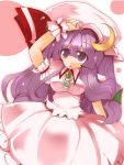  alternate_costume breasts cosplay crescent hat long_hair moon patchouli_knowledge purple_eyes purple_hair remilia_scarlet remilia_scarlet_(cosplay) shirogane shirogane_(platinum) solo touhou violet_eyes wrist_cuffs 