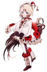  1girl blonde_hair blue_eyes boots cross_hair_ornament fingernails flower_ornament forest_musician_cranberry_gaiden:_magical_girl_raising_project_unripe_duet frilled_skirt frills hair_ornament hat hat_feather magical_girl mahou_shoujo_ikusei_keikaku maruino multicolored_hair official_art open_mouth pechika_(mahoiku) puffy_sleeves short_hair skirt smile third-party_source 