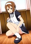  brown_eyes brown_hair clipboard hirasawa_yui k-on! maid mary_janes moso ponytail shoes short_hair waitress 