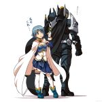  blue_hair card crossover height_difference holding holding_card kamen_rider kamen_rider_knight kamen_rider_ryuki kamen_rider_ryuki_(series) kaneko_tsukasa mahou_shoujo_madoka_magica miki_sayaka short_hair size_difference thighhighs translated translation_request 