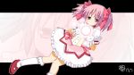  bow bubble_skirt gloves glowing hair_bow kaname_madoka magical_girl mahou_shoujo_madoka_magica minami_(colorful_palette) pink_eyes pink_hair shoes short_hair short_twintails smile twintails 