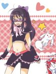  akemi_homura alternate_hairstyle bike_shorts blush bow cosplay cure_black cure_black_(cosplay) cure_white cure_white_(cosplay) detached_sleeves earrings futari_wa_precure futari_wa_pretty_cure glasses hairband heart jewelry kyubey long_hair magical_girl mahou_shoujo_madoka_magica midriff nagato123 navel ponytail precure pretty_cure purple_eyes sakura_kyouko shorts_under_skirt skirt violet_eyes 