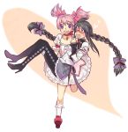  :d akemi_homura bad_id black_hair braid bubble_skirt carrying glasses gloves hairband highres iaki_mochiko kaname_madoka long_hair magical_girl mahou_shoujo_madoka_magica multiple_girls open_mouth pantyhose pink_eyes pink_hair princess_carry purple_eyes red-framed_glasses shoes short_hair short_twintails smile spoilers twin_braids twintails violet_eyes wavy_mouth 