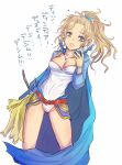  breasts cape cleavage color_(artist) dissidia_012_final_fantasy dissidia_final_fantasy earrings final_fantasy final_fantasy_vi jewelry kara_(color) leotard open_mouth ponytail solo square_enix tina_branford translated 