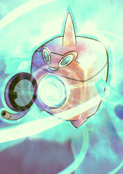  absurdres blue_eyes commentary full_body higa-tsubasa highres hydro_pump_(pokemon) no_humans pokemon pokemon_(creature) pokemon_focus rotom rotom_(wash) solo 