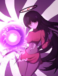  1girl black_hair blue_archive blunt_bangs bodystocking bodysuit bodysuit_under_clothes breasts bright_pupils cosplay cropped_jacket gloves hair_ornament halo highres hime_cut jacket long_hair long_sleeves medium_breasts mizugizoinowaki pencil_skirt pokemon pokemon_firered_and_leafgreen red_eyes red_halo red_jacket red_skirt ringed_eyes rio_(blue_archive) sabrina_(pokemon) sabrina_(pokemon)_(cosplay) side_slit skirt straight_hair turtleneck turtleneck_jacket white_gloves white_pupils 