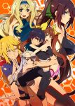  5girls cecilia_alcott charlotte_dunois eyepatch hair_ribbon hairband harem huang_lingyin hug infinite_stratos laura_bodewig multiple_girls orimura_ichika ribbon shinonono_houki twintails 